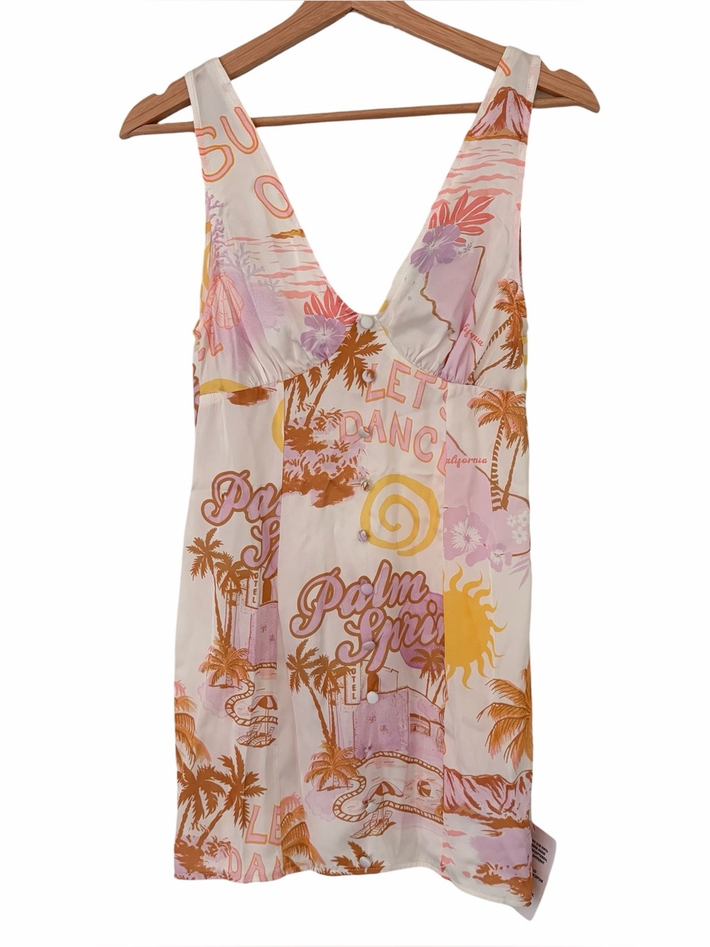 ASOS Design Satin Postcard Print Mini Dress